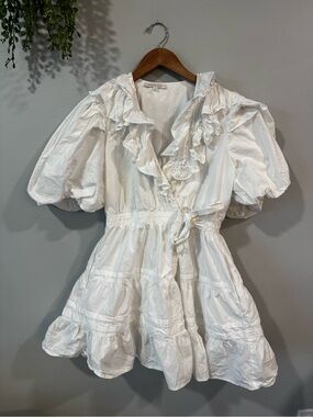Love The Label White Ruffle Tie-Waist Dress Size Medium